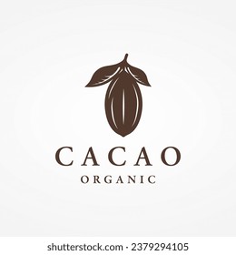 Organic chocolate or cacao fruit logo design isolated background.