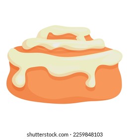 Organic cinnamon roll bun icon cartoon vector. Pastry food. Sweet cake