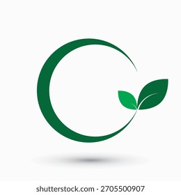 Ícone de folha de círculo orgânico para marca de logotipo ecológico