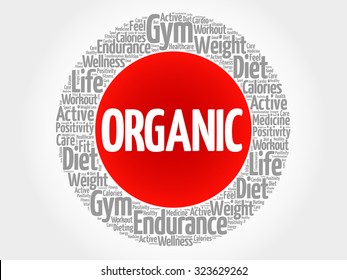 ORGANIC circle stamp word cloud, fitness, sport, health concept