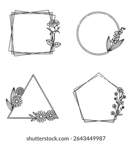 Organic and Classic Blooming Vintage Decorative Floral Border Vector Set Packs
