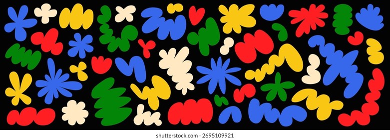 Organische Wolkenformen und abstrakte Kleckse in einem einfachen Doodle-Muster-Set. Perfekt für Hintergrundelemente und Social-Media-Grafiken der Website