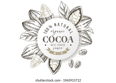Organic cocoa round label with type design