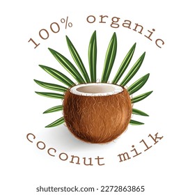 Organic cococnut milk vector banner or sticker