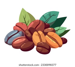 Organic coffee bean illustration over white