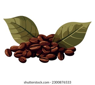 Organic coffee bean symbol on green over white