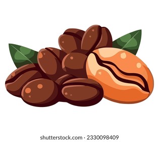 Organic coffee beans vector over white