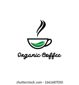 organic coffee Green Leaf Logo Design Template