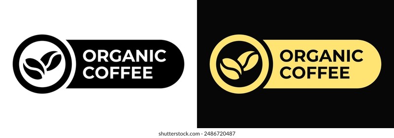 Icono de café orgánico. Ilustración vectorial de mezcla de café natural. emblema, insignia, signo, símbolo, sello o sello de Premium para el embalaje de productos aislados.