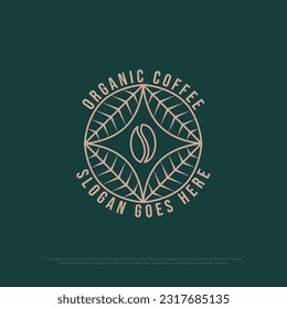 Organic Coffee logo design vector, vintage coffee shop logo illustration with outline style, best for  restaurant, cafe, beverages logo brand