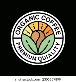 Logo del café orgánico Vector Ilustración de diseño gráfico emblema emblema e icono