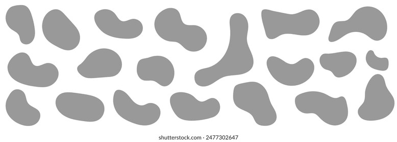 Organic colorful blob shape in boho style. Abstract blob shape. Random abstract liquid organic irregular blotch shapes. Collection of modern forms and Liquid drop or fluid dynamic print.