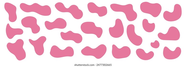 Organic colorful blob shape in boho style. Abstract blob shape. Random abstract liquid organic irregular blotch shapes. Collection of modern forms and Liquid drop or fluid dynamic print.