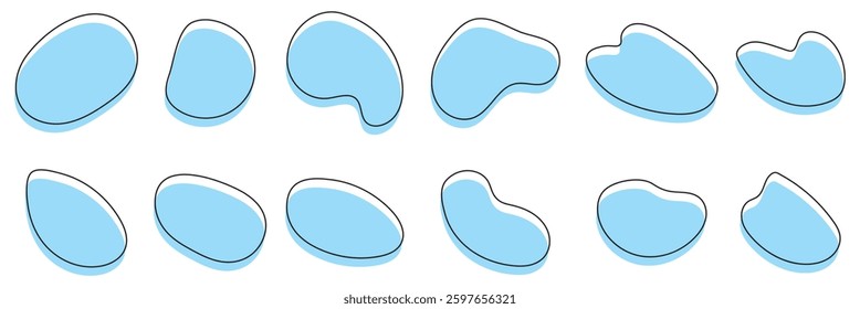 Organic colorful blob shape in boho style. Abstract blotch shape. Random abstract liquid organic irregular blotch shapes. Set of different blotch shapes. Random abstract liquid shapes, round abstract 