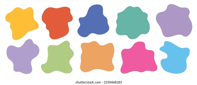 Organic colorful blob shape isolated on transparent background. Abstract fluid shapes vector set, simple decoration forms