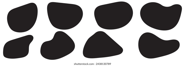 Organic colorful blob shape isolated on transparent background. Abstract fluid shapes vector set, simple decoration forms. Vector illustration
