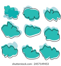Organic colorful blob shape isolated on transparent background. Abstract fluid shapes vector set, simple decoration eps 10.