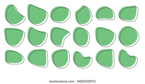 Organic colorful blob shape isolated on transparent background. Abstract fluid shapes vector set, simple decoration forms