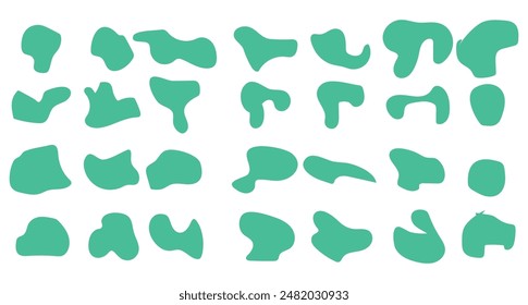 Organic colorful blob shape isolated on transparent background. Abstract fluid shapes vector set, simple decoration forms