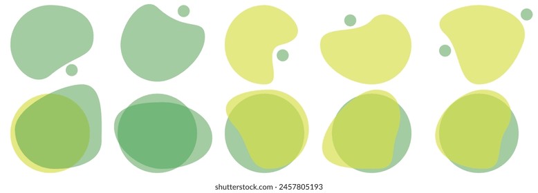 Organic colorful blob shapes. Round abstract organic shape collection. Pebble, drops and stone silhouettes. Random abstract liquid organic irregular blotch shapes. Collection of modern forms