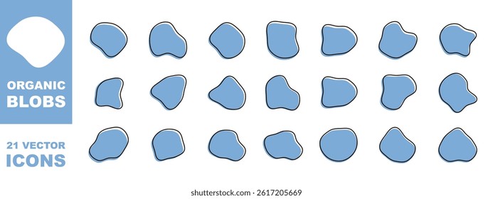 Organic colorful blob shapes. Round abstract organic shape collection. Pebble, drops and stone silhouettes.