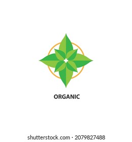 Organic company logo. illustration green leaf on white background.