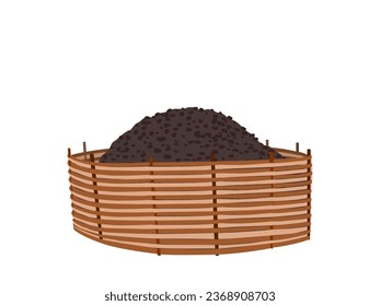 Organic compost in bamboo rings.