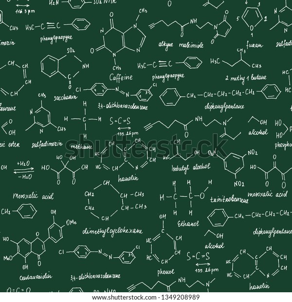 Organic Compounds Seamless Texture Sketch School Stock Vector Royalty Free 1349208989