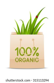 Organic concept with shopping bag