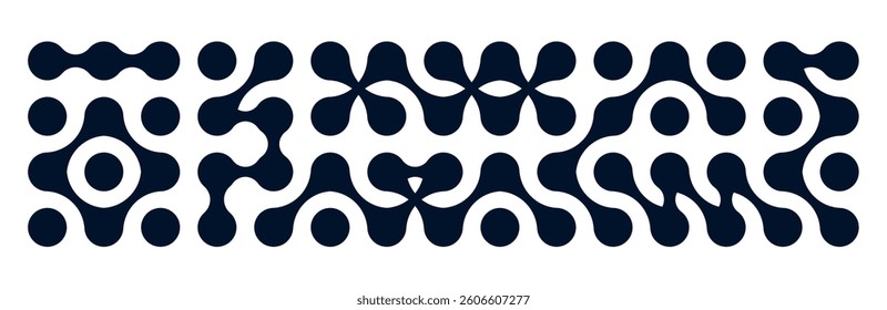 Organic connect pattern with metaball molecules. Geometric blob shapes and fluid dots. Flat vector illustration isolated on white background.