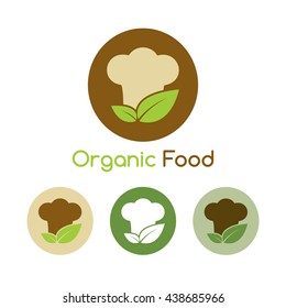 Organic cooking symbols. Vector collection set. Natural food flat design. Restaurant logo template.