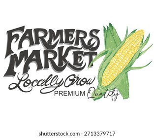 Diseño orgánico del maíz para el cartel, la etiqueta engomada, la ropa y otros. Diseño del mercado agrícola.