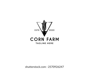 Organic corn farm logo design. Corn farming logo design vector illustration