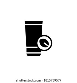 Organic Cosmetic Icon in black flat glyph, filled style isolated on white background