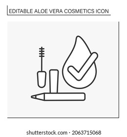 Organic cosmetic line icon. Natural mascara and brow pencil. Eco-friendly. Aloe vera cosmetics concept. Isolated vector illustration. Editable stroke