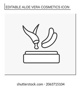 Organic cosmetic line icon. Patches from black circles with aloe vera extract. Deep moisturizing.Aloe vera cosmetics concept. Isolated vector illustration. Editable stroke