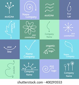 Organic cosmetic mono line logo design templates. Made in vector. Perfect for packaging and wrapping paper