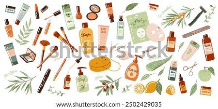 Similar – Image, Stock Photo Set of makeup supplies on table