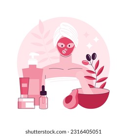 Organic cosmetics abstract concept vector illustration. Organic personal care cosmetics, makeup products, natural clean ingredient, beauty industry, skin treatment, paraben free abstract metaphor.