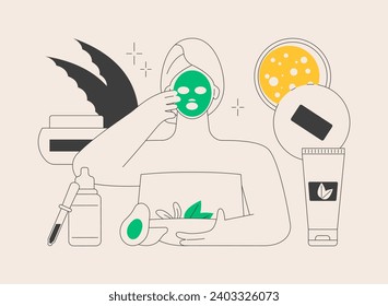 Organic cosmetics abstract concept vector illustration. Organic personal care cosmetics, makeup products, natural clean ingredient, beauty industry, skin treatment, paraben free abstract metaphor.