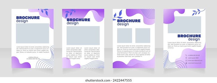Organic cosmetics brand promo blank brochure design. Template set with copy space for text. Premade corporate reports collection. Editable 4 paper pages. Rubik Black Regular, Nunito Light fonts used