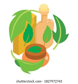 Organic cosmetics icon. Isometric illustration of organic cosmetics vector icon for web