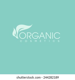 Organic Cosmetics Logo Design Vector Template. Green Leaf Icon