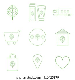 Organic cosmetics outline icons. Perfect for online shop and web.