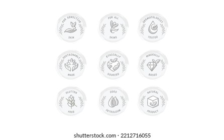 Organic cosmetics and product drawn icons.