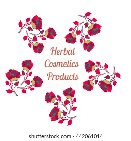 Organic cosmetics product logo. Natural cosmetics background. Vector illustration.Cartoon