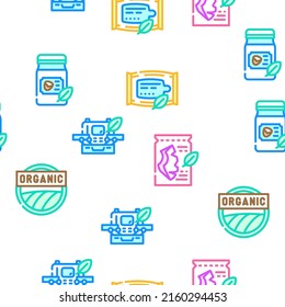 Organic Cosmetics Vector Seamless Pattern Color Line Illustration