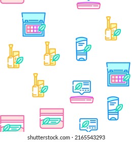 Organic Cosmetics Vector Seamless Pattern Color Line Illustration