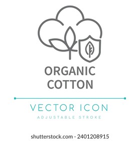 Organic Cotton Fabric Textile Vector Line Icon