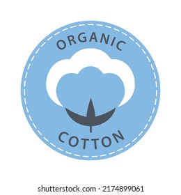 Organic cotton icon. A cotton box with an inscription. Vector illustration isolated on a white background for design and web.